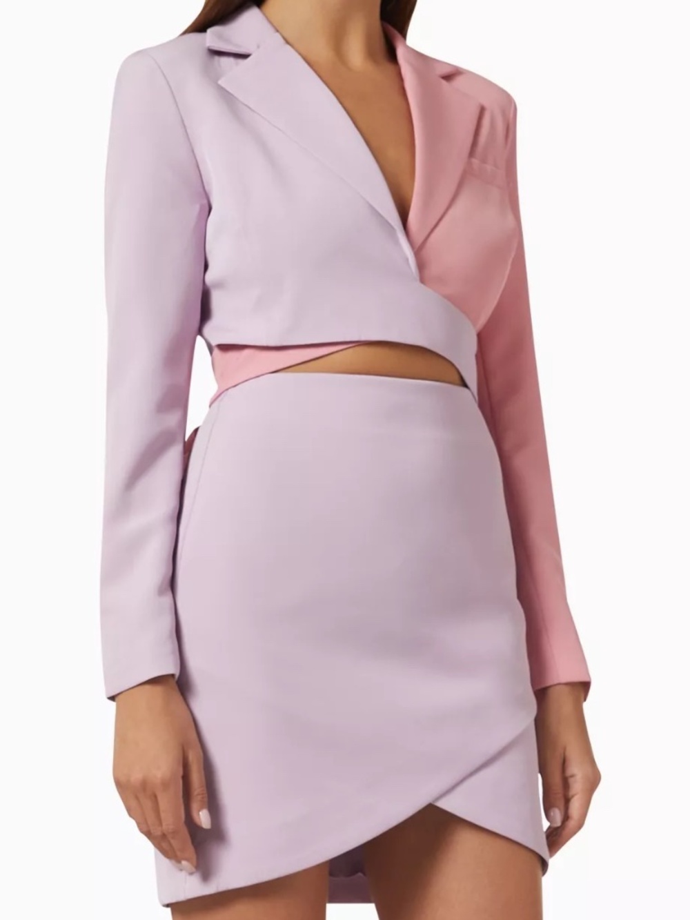 Pink Blazer Mini Dress Two Tone Lavender Cutout Size 4 Lavish Alice